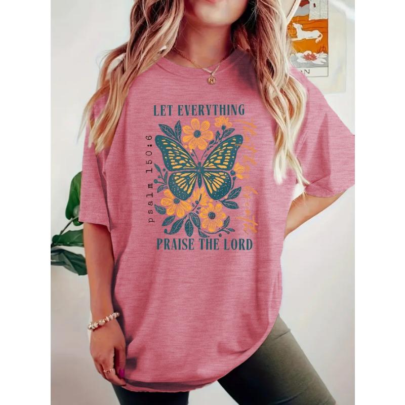 Damski letni T-shirt premium z okrągłym dekoltem i nadrukiem w stylu bohemy