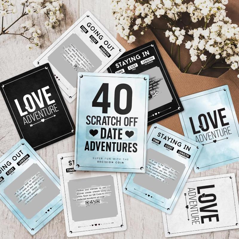 Wedding Band Date Night Scratch Off Cards - 40 Romantic Date Ideas For Couples 8mm Men's Ring