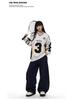 2025 Autumn/Winter Unisex V-Neck Retro Badge Embroidery Sweatshirt