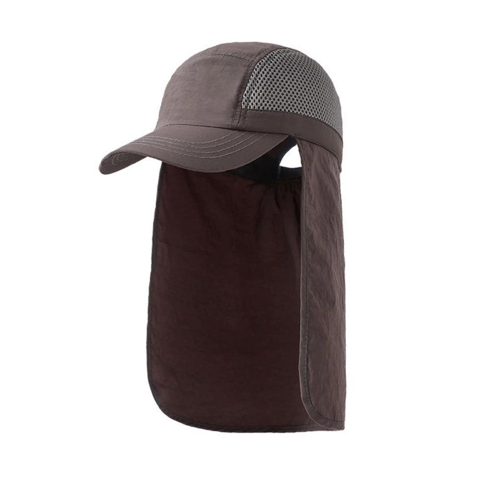 

New Outdoor Sunscreen Fisherman Hats Breathable Adjustable Fishing Caps with Neck Flap Summer Wide Brim Sun Hat Women Men темно серый