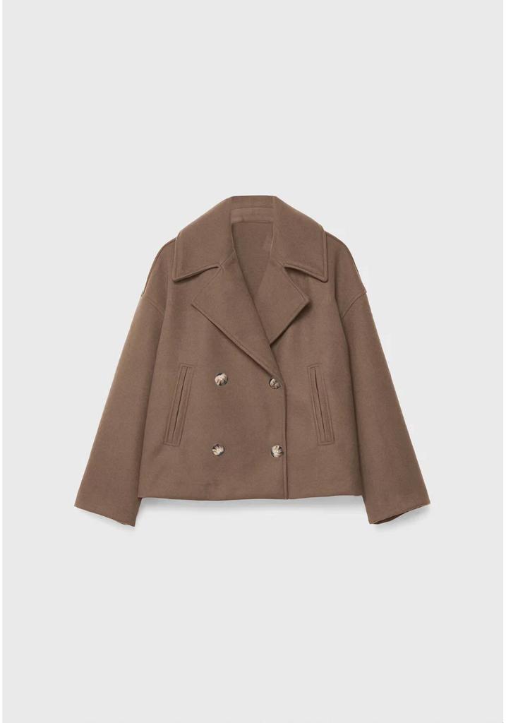 2025 Herbst Damen Europäischer & Amerikanischer Stil Zweireihiger Kurzer Wollmantel