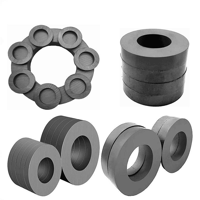 High-Temperature Ferrite Magnet with Hole, D45x22x10 - Bulk Discount Available