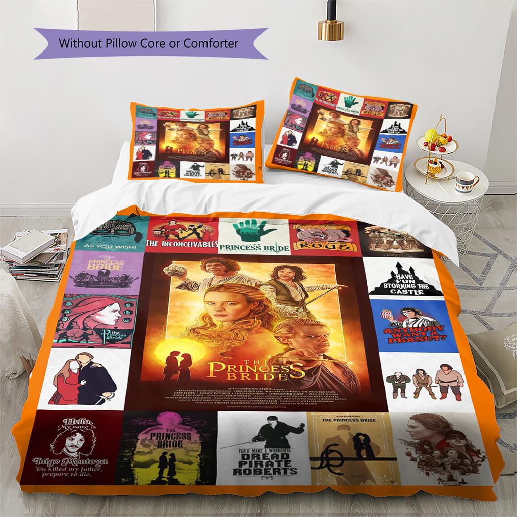 Movie Puzzle Pattern Bedding Quilt Set Quilt Cover Pillowcase Home Decoration Gift (1 * duvet cover + 2 * pillowcase, without core)