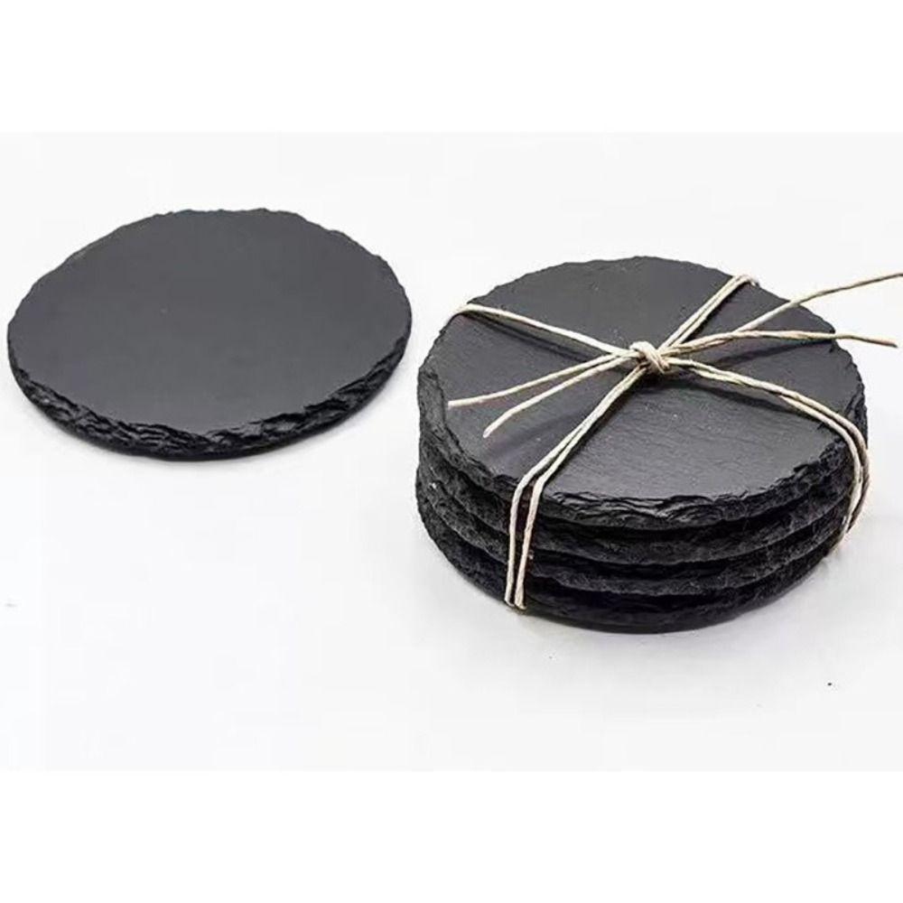 Natural Slate Stone Slab Natural Slate Coaster Reusable Heat Resistant Drink Coaster Anti Slip Japanese Style Table Coaster