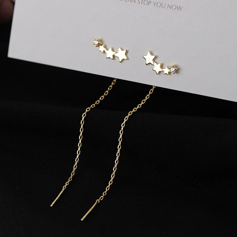 Fashion Silver Color Tassel Drop Earrings For Women Long Dangle Earring Piercing Line Accessories Thin Mini Trendy Ear Jewelry