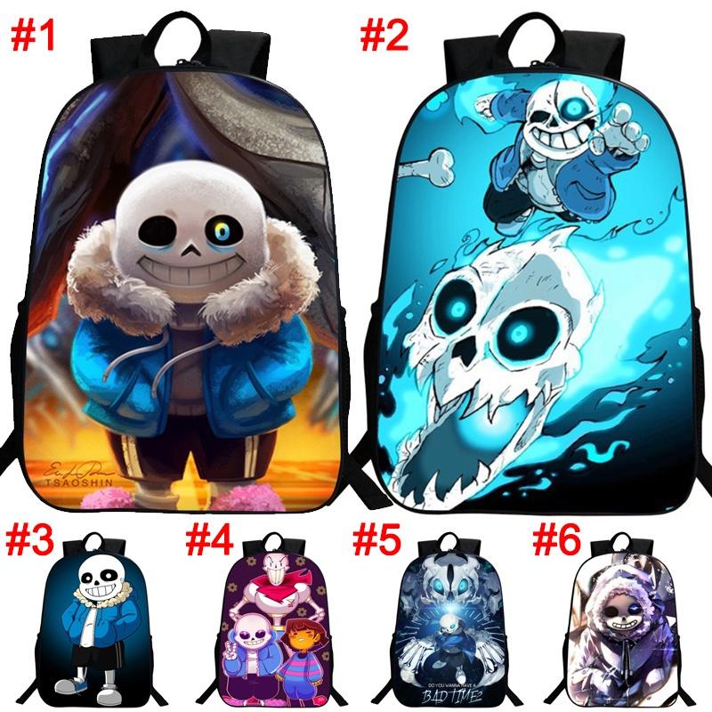 Undertale Sans 16 Inch Children Backpack With Durable Polyester Material And Adjustable Padded Shoulder Straps