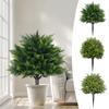 1PC UV Resistant Realistic Artificial Cedar Topiary Ball Trees Durable Decoration Faux Shrub Outdoor With Ground Spike Garden 45cm