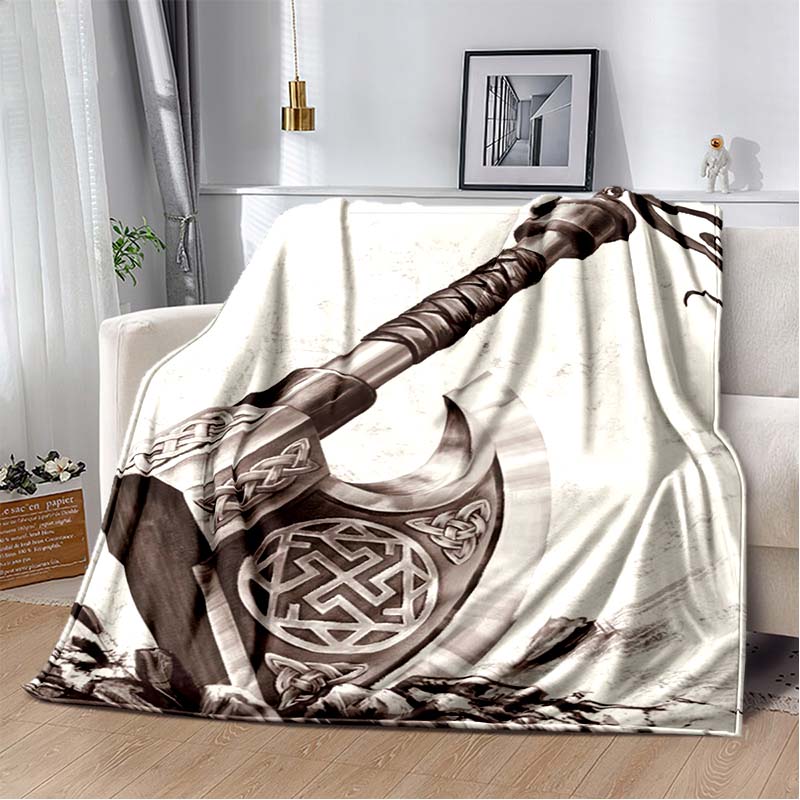 3D Viking Odin Valhalla Nordic Mythology Symbols Blanket,Soft Throw Blanket for Home Bedroom Bed Sofa Picnic Office Travel Cover