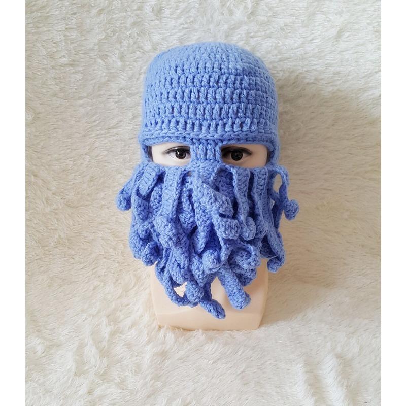 

Хэллоуин смешная шапка-осьминог осень и зима хип-хоп трендовая мужская и женская креативная вязаная шерстяная шапка с маской one size fits all синий