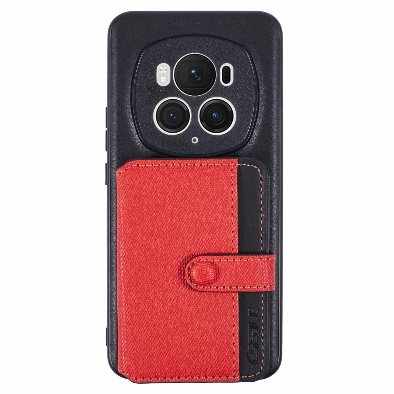 

For Honor Magic6 Pro 5G Phone Case Adhesive Card Bag Color Matching with Kickstand Red