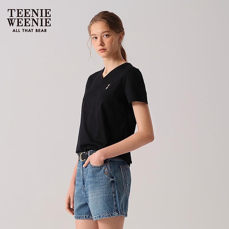 Teenie Weenie Cartoon Bear V-Neck Loose-Fit T-Shirt