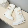 Waterproof Winter Shoes Women Platform Snow Boots Warm Fur Plush Casual Wedge Mid-Calf Boots Girls Black White Shoes Ladies33-43