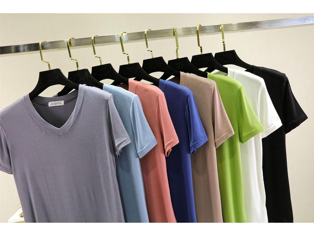 2025 Women's Modal V-neck Slimming Short Sleeve Cotton Top