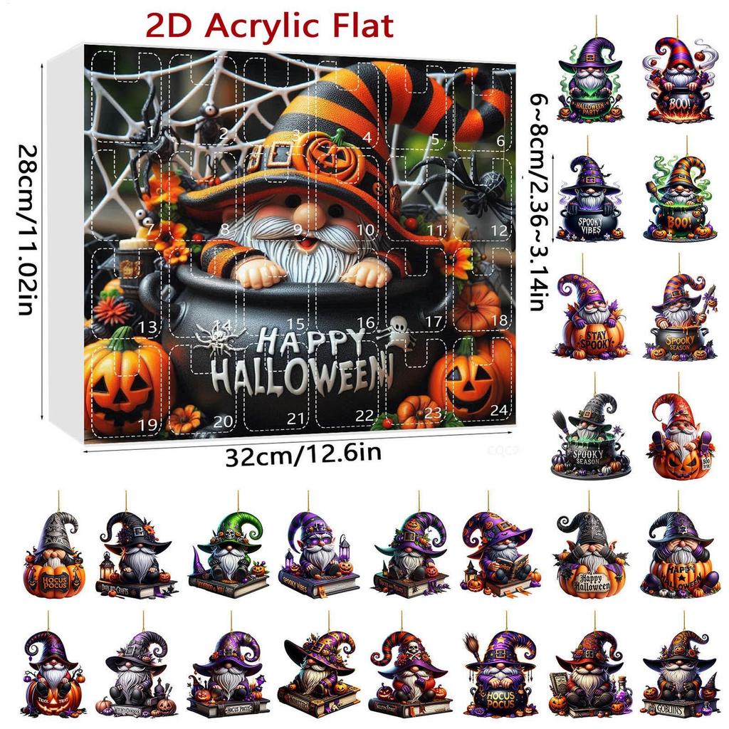 Halloween Countdown Advent 2D Acrylic Countdown Calendar Toy Figures Holiday Planner Decor 24 Days For Girl Boy Toddler Kids