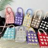 Reusable Sweet Love Knit Handbag High Capacity Mini Knot Wrist Bag New Fashion Knit Phone Bag Women Girls Gift