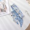 Summer French Retro Blue Tied Hair Small Floral Long Silk Scarf Headband Braided Hair Chiffon Thin Ribbon Scarf