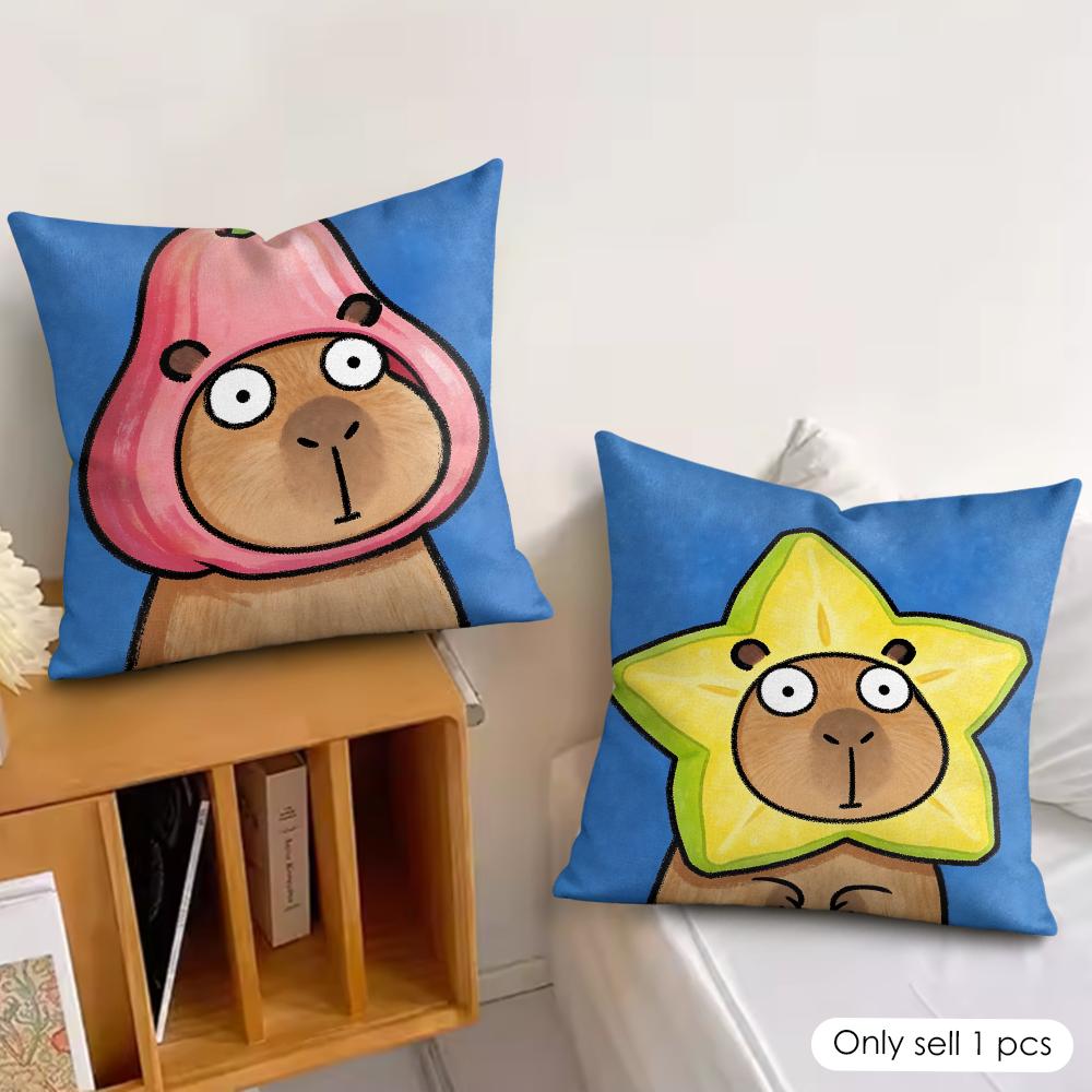 Cute Kicapara Cartoon Cushion Cover Silky Short Plush Invisible Zipper Dustproof Sofa Pillow Case For Home Decor