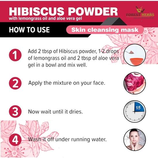 The Forest Herbs Natural Care From Nature Pure Hibiscus Flower Powder 200g (Pack Of 1) | Ideal for Hair pack, Face pack, Eating, and Hibiscus tea