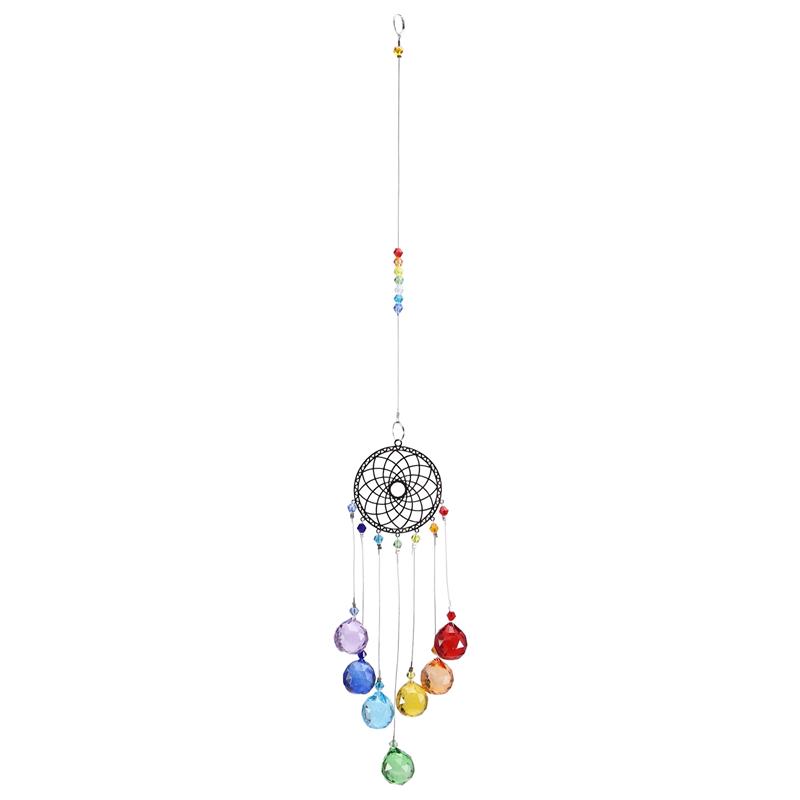 

AEE4-Crystals Rainbow Maker Suncatcher Window Hanging Ornament Garden Decoration Sun Catcher Pendant Chakra Beads різнокольоровий
