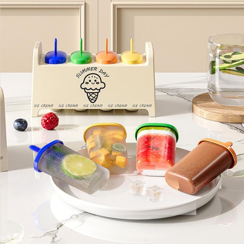 Rainbow Popsicles Molds Safe Summer Parties Ice Molds with Easy Demold Feature and Reusable Drips Guards Stick