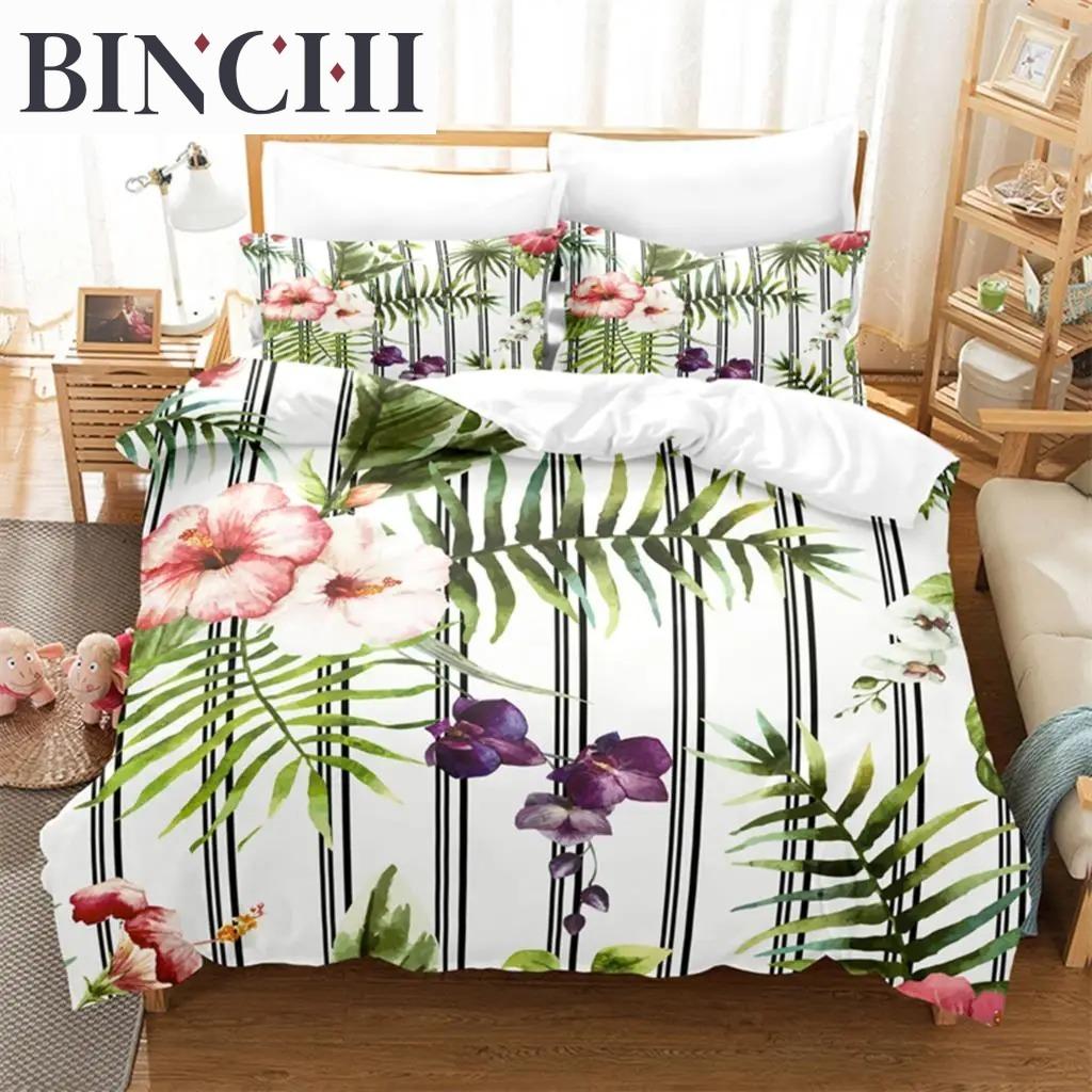 Schöne Blumen Bettwäsche Kollektion Blumen Bettbezug Kollektion 3D Bettwäsche Digitaldruck Queen Size Modisches Design