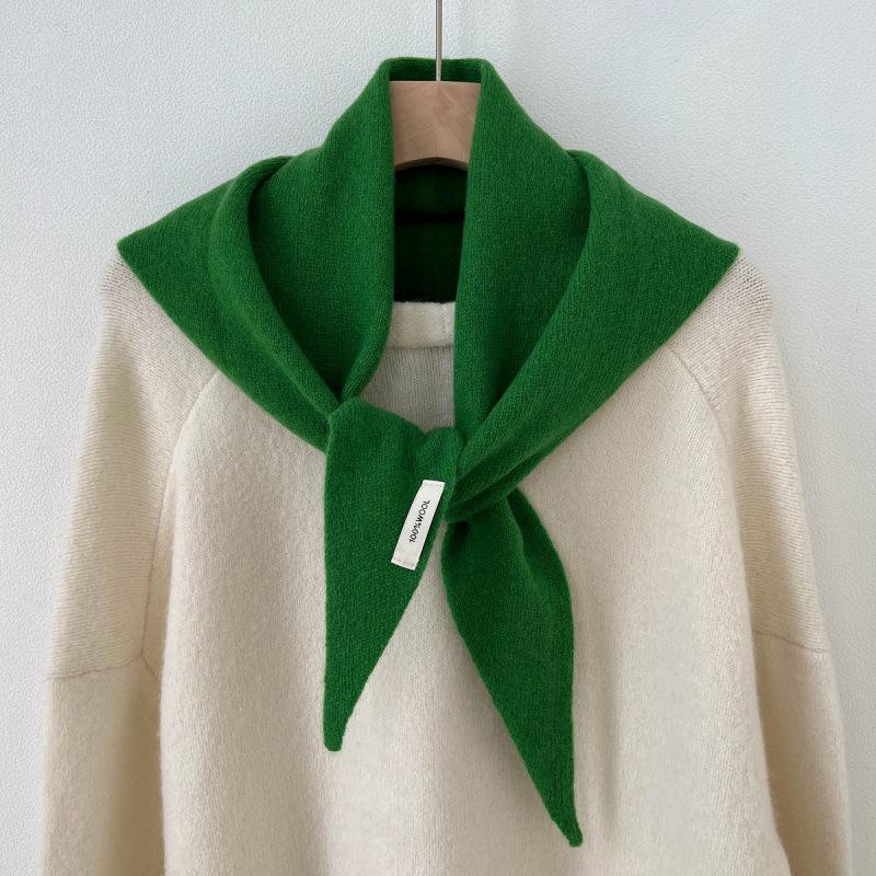 Premium Australian Wool and Cashmere Solid Color Women's Triangle Shawl-Scarf
