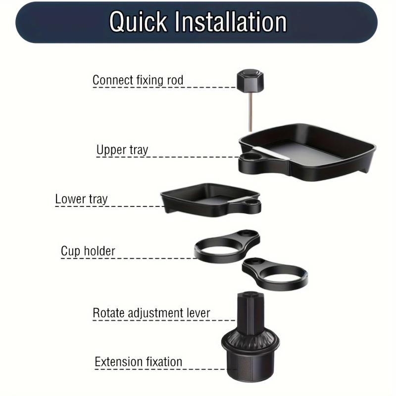 3-In-1 Detachable Car Cup Holder Tray-Expandable Food Table With 360° Rotating Design,Sturdy Base For Long Road Trips Table Tray