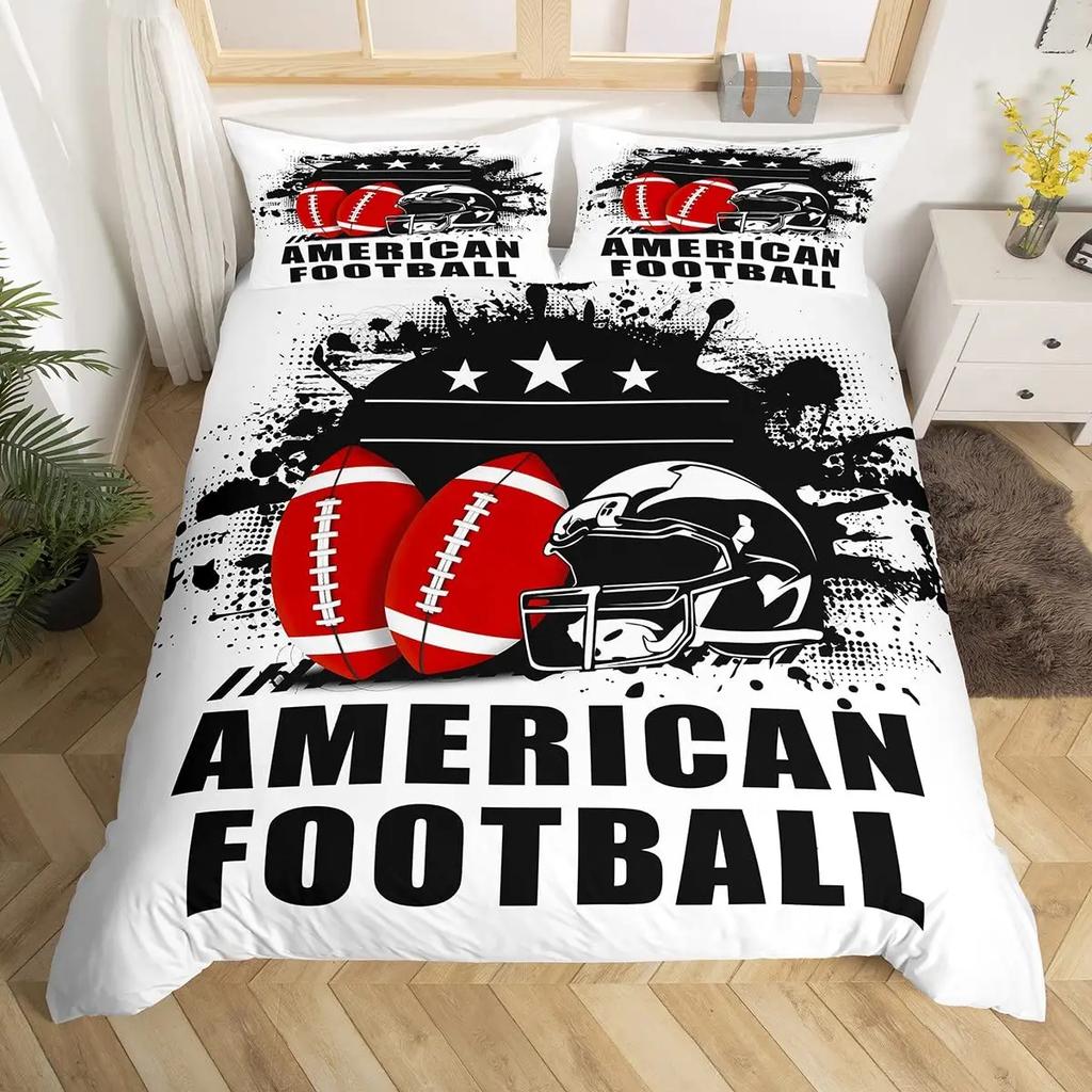 American Football Rugby Bedding For Boys Girls Kids Teens Ball Sports Game Duvet Cover Room Decoration Tie Dye Geometric Hexagon