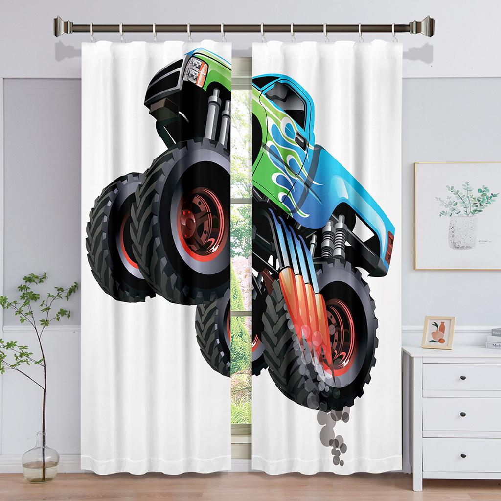 Thick 2Pieces 90%Shading Cool BlackSports Car Luxury Blackout Window Curtains For Bedroom Living Room Bathroom Kicthen Door Hall