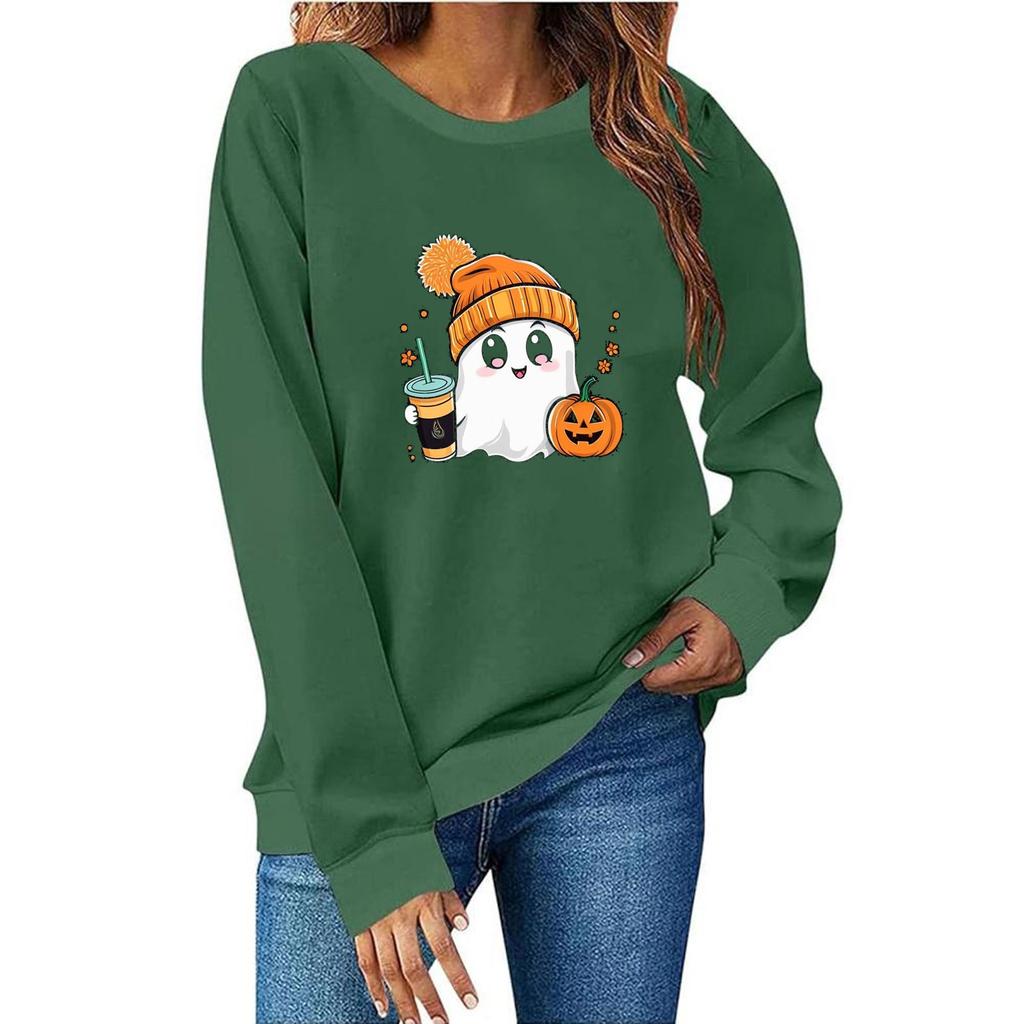 Women's Fashion Casual Print Casual Long Sleeve Round Neck Sweatshirt Top