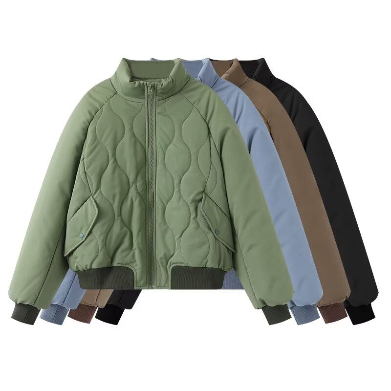 Kaslead New Arrival Women's Clothing Fashion Style Fashion Pilot Loose Lapel down Cotton Jacket