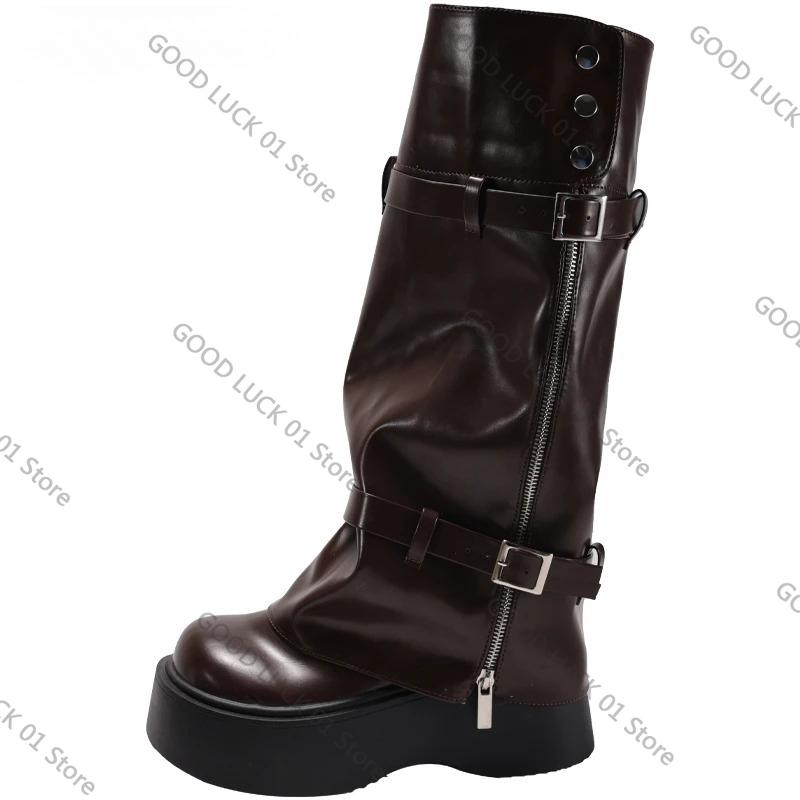 Fashion 2025 Autumn Winter Chunky Style Women Knee High Boots Fashion Removable Ladies Thick Heel Long Booties