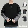 Men's Round Neck Sweatshirt Spring and Autumn New Japanese Trendy Loose Casual Tops Versatile Solid Color Plus Size Teenagers