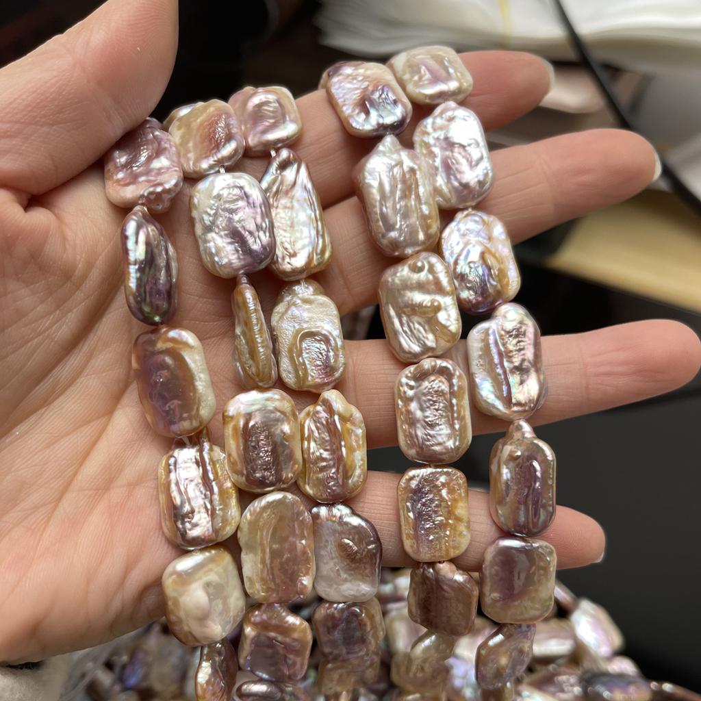 Natural Purple Square Baroque Pearl Beads 12x16mm 36cm Full Drilled Rectangle Pearl Strand For Designer Statement Necklace DIY Jewelry Making