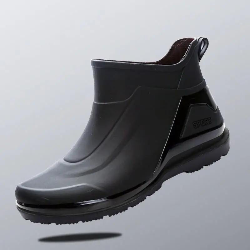 Rain Shoes Men's Short Tube Waterproof Casual Rain Shoes Fashionable Anti Slip Rain Shoes Thick Wear-resistant Rain Boots