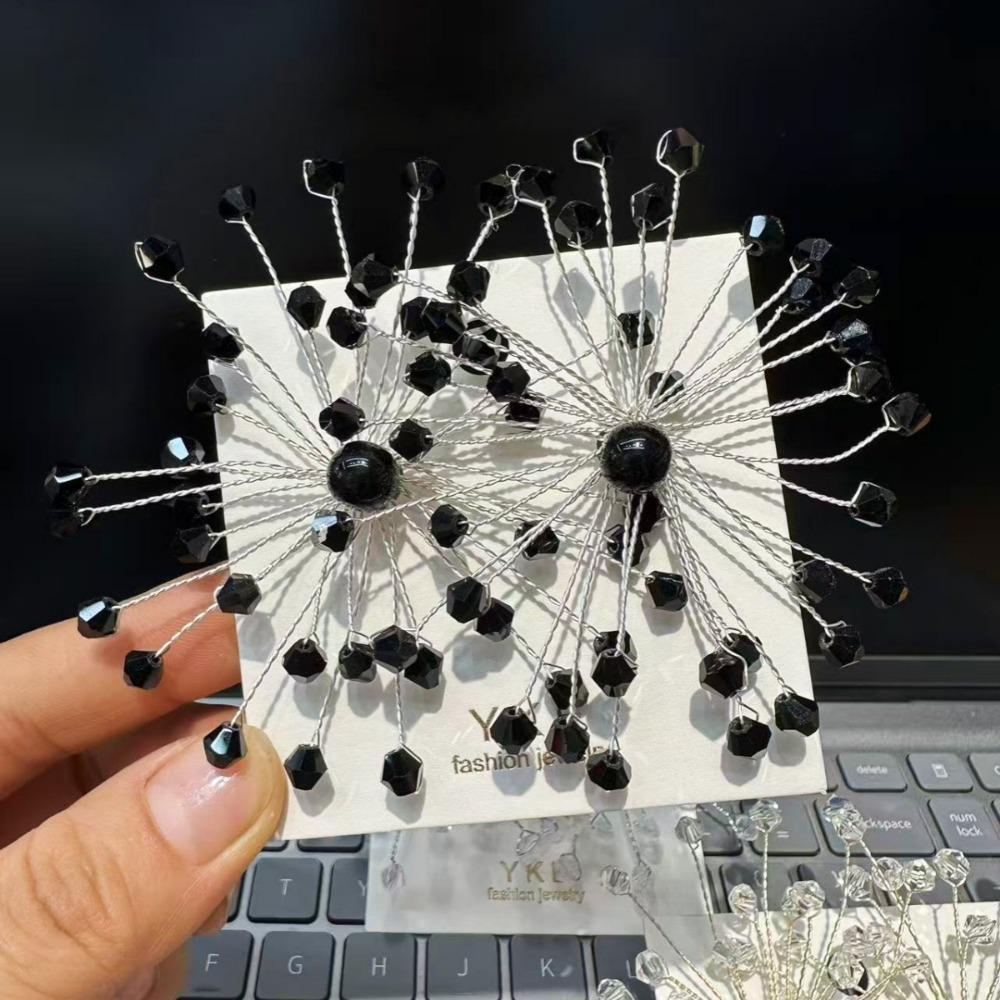 

Women s Accessories Snowflake Earrings Bridal Jewelry Beaded Crystal Earrings Wedding Dress Black+Silver Wire
