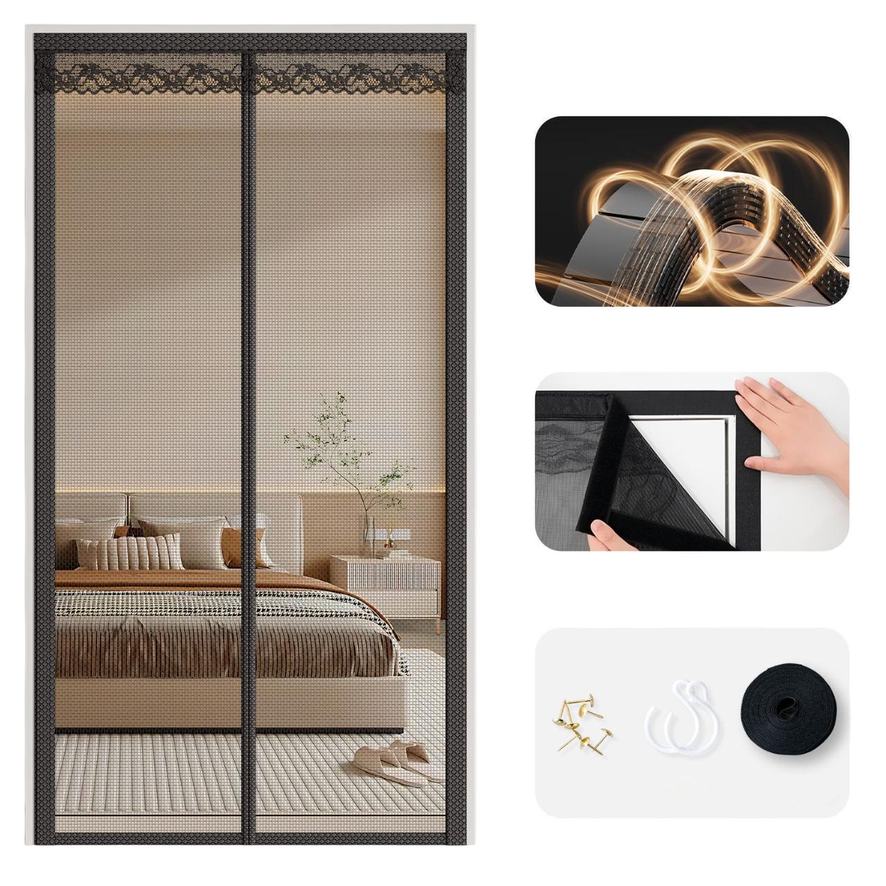 

120 x 210cm Anti Mosquito Door Curtain Magnetic Automatic Closing Breathable Mesh Door Screen A