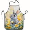 1pc Apron with Rabbit Holding Easter Egg and Flowers, Gift for Friends, Great Companion for Home, Essential for Kitchen Baking, Suitable for Indoor an