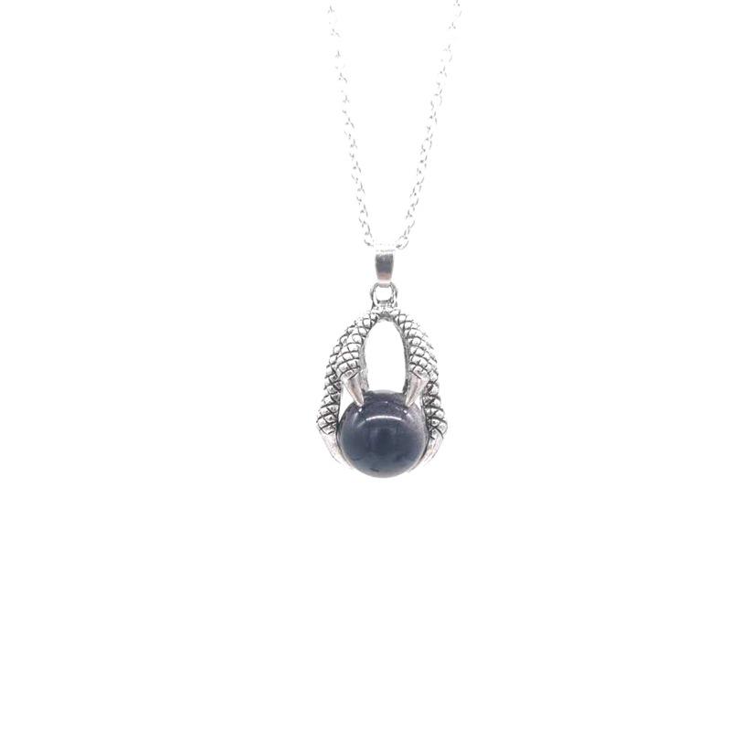 Domineering Dragon Claw Natural Stone Round Ball Ball Necklace Pendant Necklace