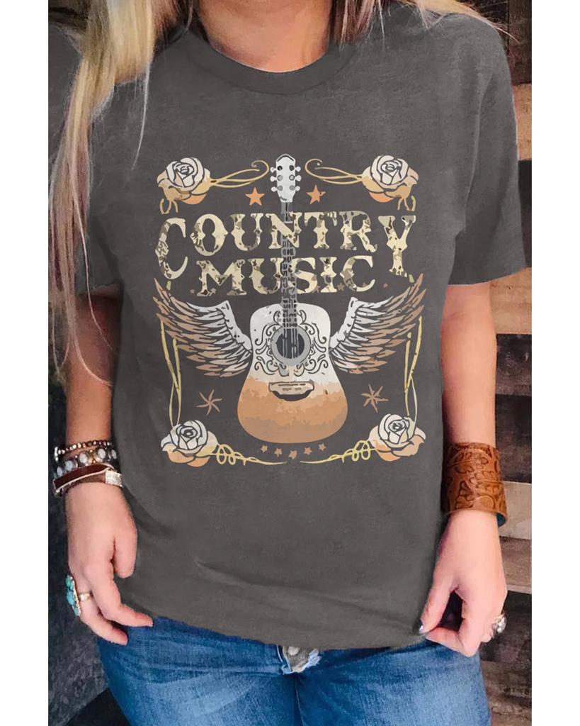 Azura Exchange Kurzärmliges T-Shirt mit Gitarrengrafikdruck