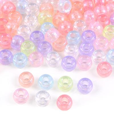 Scallion Pink Pony Beads Dreadlocks Large Hole Bucket Beads Transparent Beaded Loose Beads Diy Beads Necklace Accessories