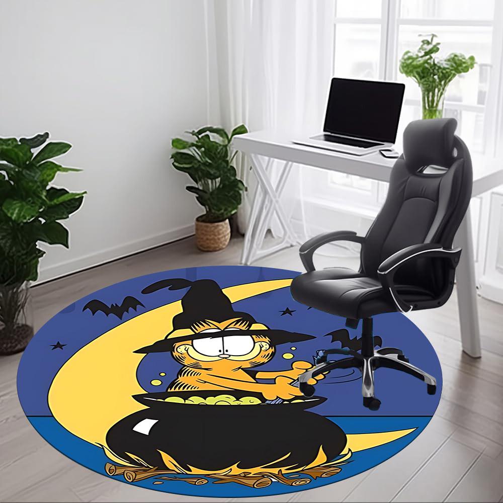 1pc Halloween Garfield Office Round Area Rug, Under Office Chairs Bedroom Living Room Home Decor, Room Deco