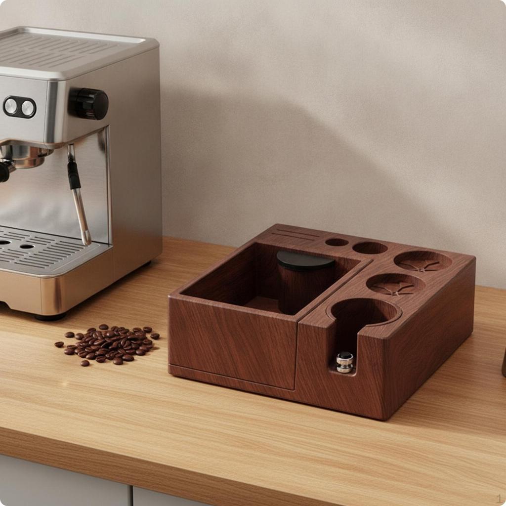 Coffee Grounds Disposal Box with Portafilter Holder Multifunction Espresso Pressing Station