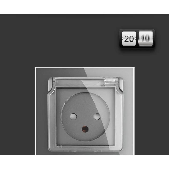Livolo Israel Standard Power Socket,Crystal Glass Panel, AC 100~250V 16A, VL--C7C1ILWF,with the Waterproof Cover,Light Switch