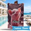 Custom Name Pig Bubbles Beach Towel Microfiber Beach Towel, Lightweight and Quick-Dry, for Summer Travel, Swimming Pool Gift