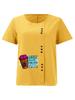 Women's Fashion Coffee Alphabet Print Casual Cotton Linen Short Sleeve Round Neck T-shirt Shirt Leisure Loose Summer Blouse Tops