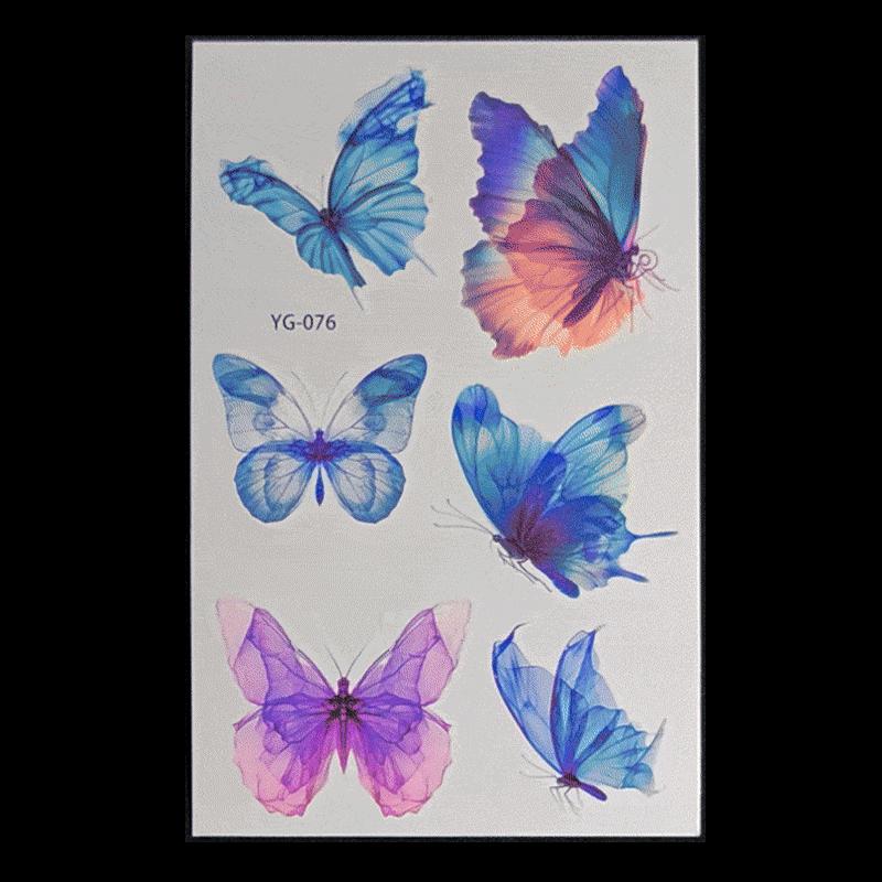 's New Fluorescent Butterfly Tattoo Sticker Music Festival KTV Concert Party Disposable Waterproof