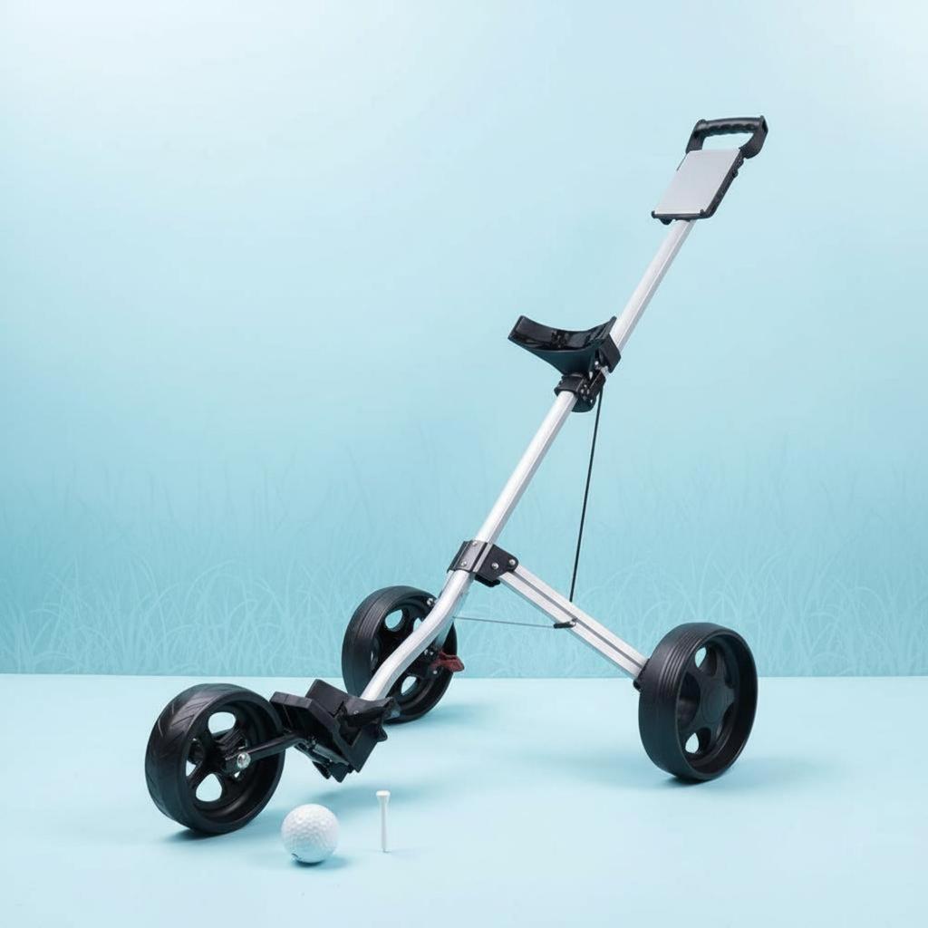 3 Wheel Golf Push Vehicle Compact Aluminum Trolley for Practice Range