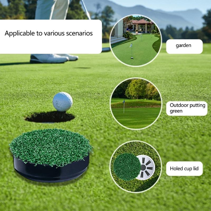 1/2pcs Simulated Lawn Golf Hole Putting Green Cover Golf Practice Training Aids Green Hole Cup Cover Easy To Use