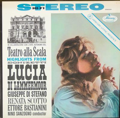 LP Record TEATRO ALLA SCALA , GAETANO DONIZET - Highlights From Lucia Di Lammermoor SR90261 Mercury Living  1961 US Classical Used